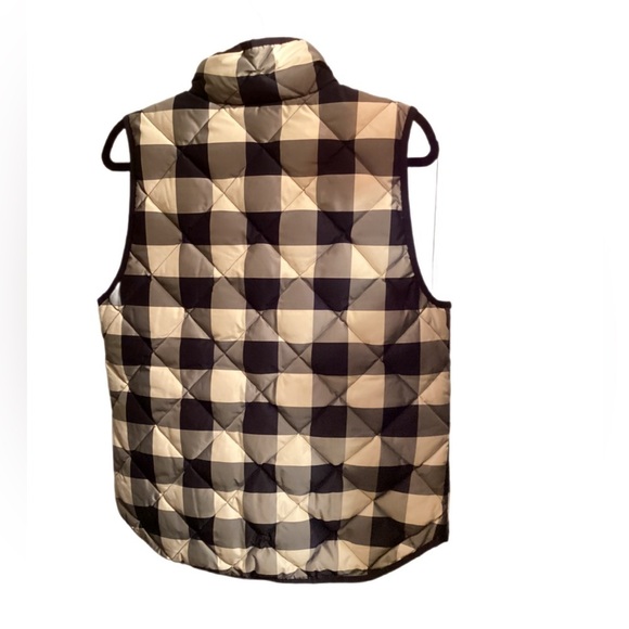 J Crew Women's Excursion Casual Light Quilted Vest Buffalo Navy Ivory Plaid M - Picture 3 of 5